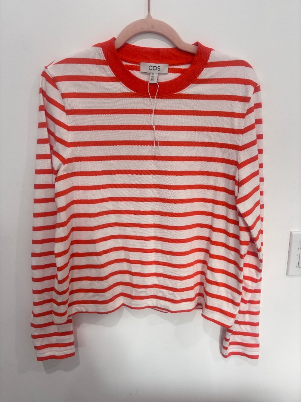 COS Orange White Striped Long Sleeve T-Shirt Women’s Medium Like New